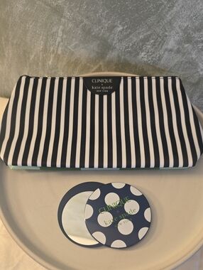 Clinique x Kate Spade Cosmetic Bag & Compact Mirror New